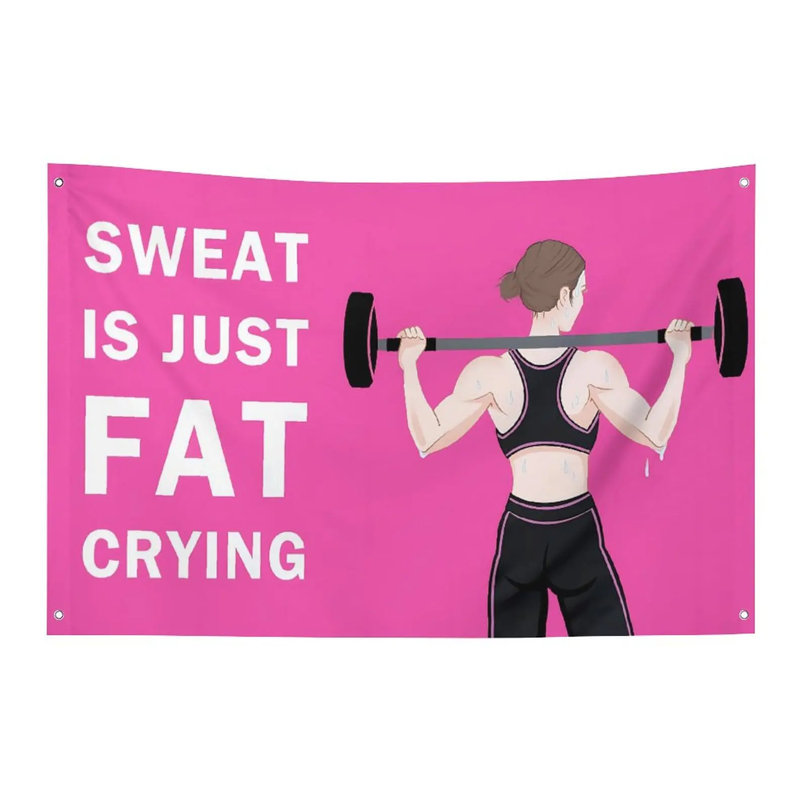 

Sweat Is Just Fat Crying Inspirational Motivational Flag Gym Banner Fitness Room Girls Bedroom College Dorm Wall Fun Tapestry