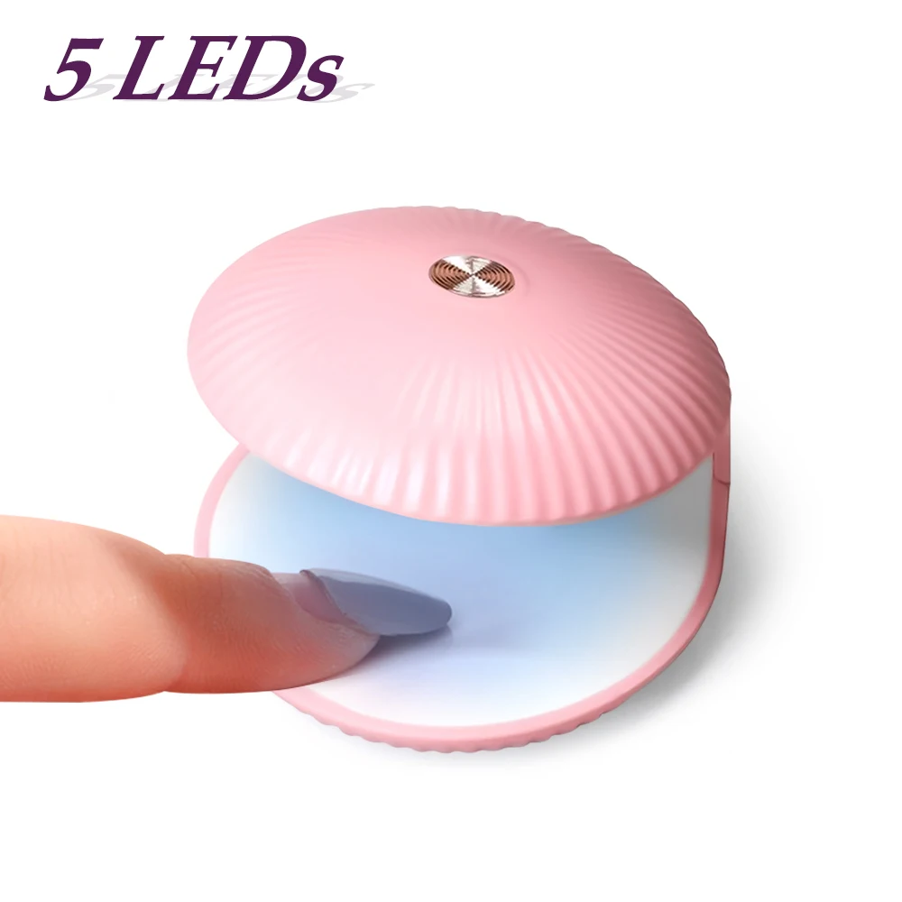 Mini lampada per unghie a LED UV 5 LED essiccatore per unghie lampada per Manicure portatile lampada per Nail Art a forma di conchiglia strumenti per Nail Art