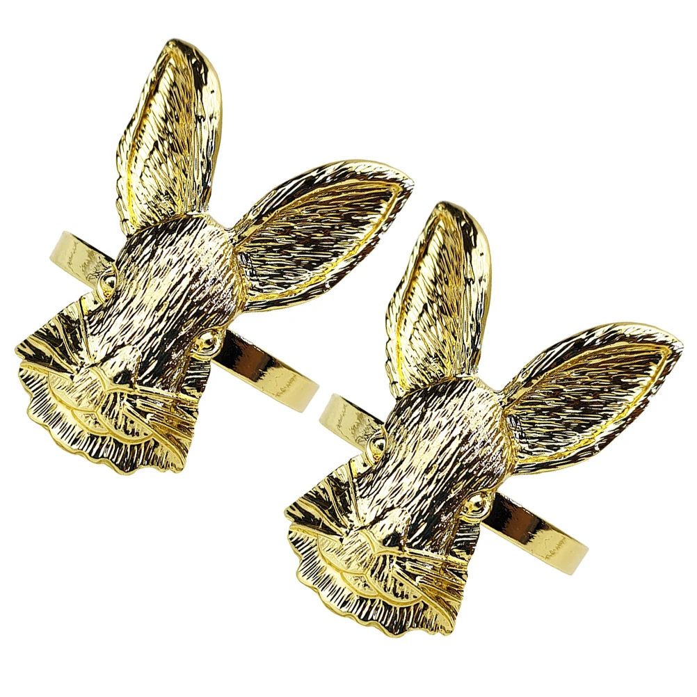 

2Pcs Napkin Rings Elegant Bunny Shape Table Decorations Lightweight Golden Buckles Rabbit Design Dinner Party Christmas Gifts