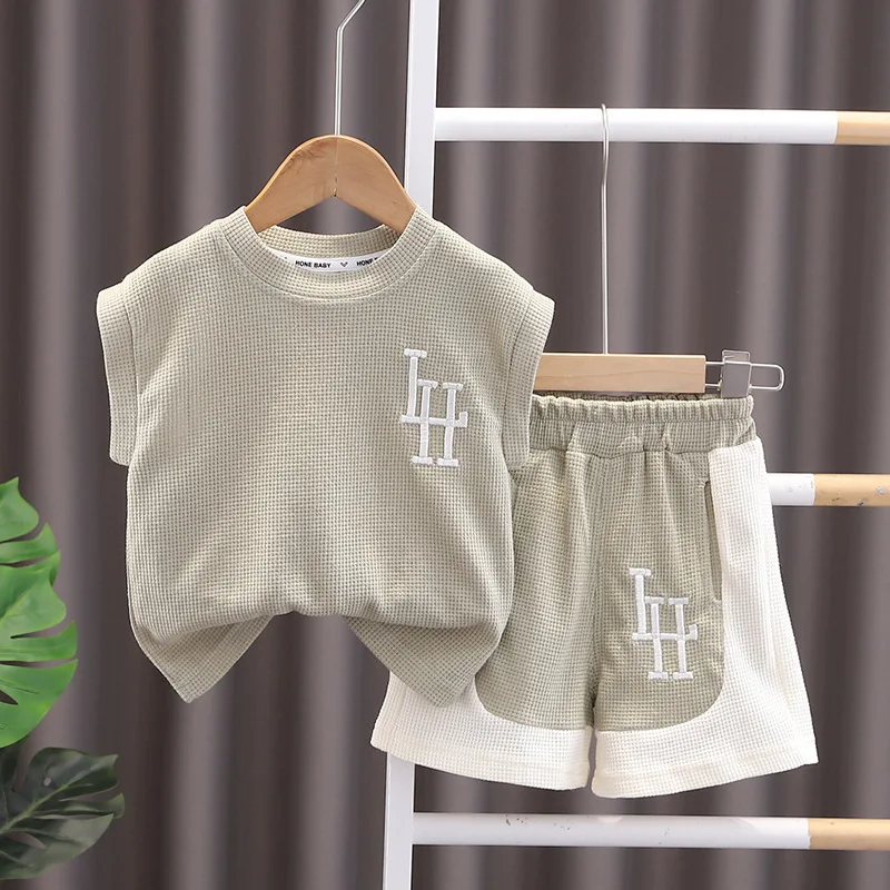 New Summer Baby Clothes Set Children Boys Sleeveless Vest Shorts 2Pcs/Set Toddler Clothing Infant Casual Costume Kids Tracksuits
