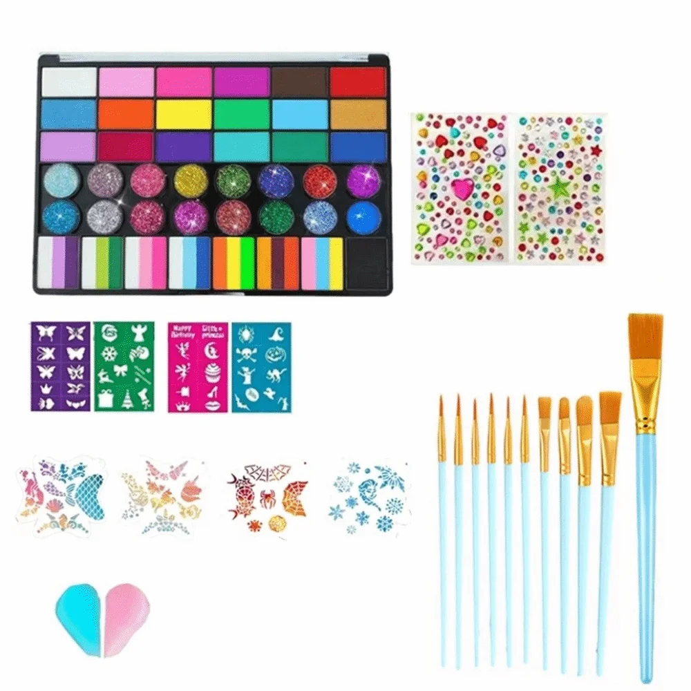 42 Colors Watercolor Paint Set Vivid Colors Glitter Paint Face Painting Palette Kit Easy To Color Washable