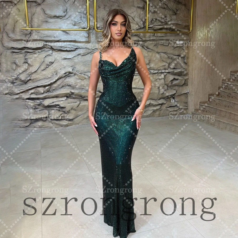 Customized Radiant Off Shoulder Sequins Glitter Evening Party Dresses Pleated Mermaid Sexy Backless Prom Bridal Dress