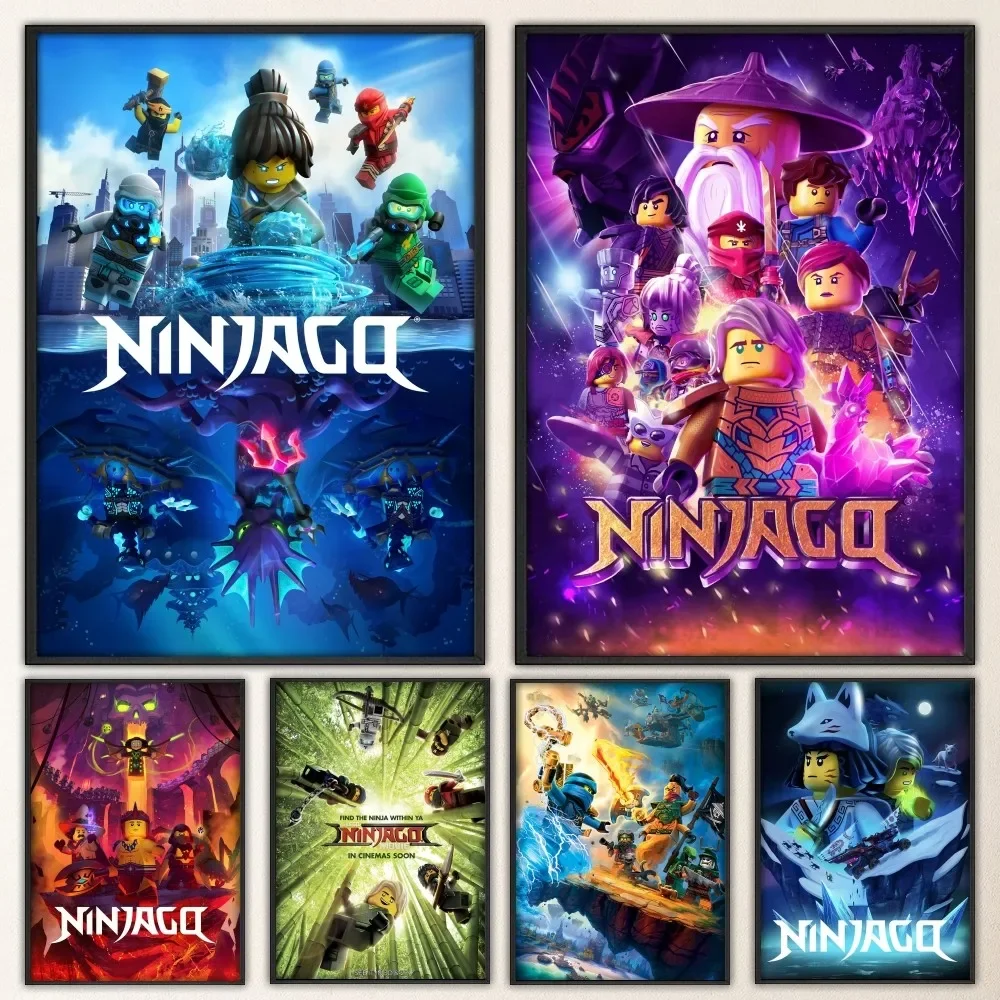 Póster de dibujos animados de L-LEGOs N-Ninjago, póster elegante, pegatina de pared para sala de estar, Bar, pintura decorativa Vintage media