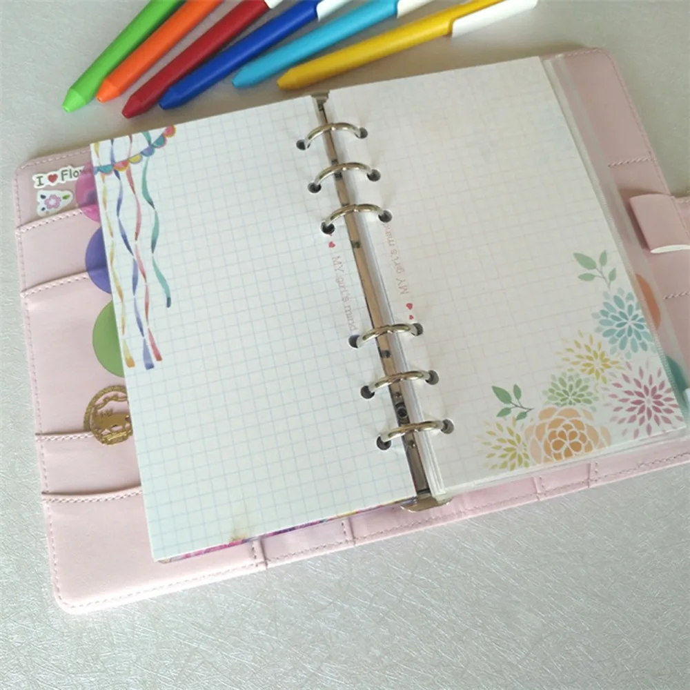 40Sheet A5 A6 A7 Loose-Leaf Refill Paper Cake 6-hole Inner Refill Spiral Binder Paper Flower Line Grid