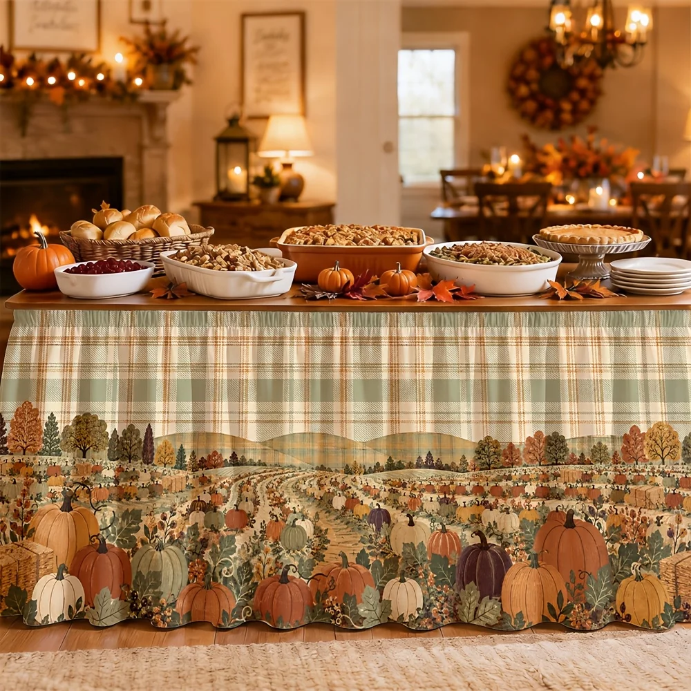 Tablecloth with autumn harvest rural style.Suitable for harvest festivals.For autumn use. Thanksgiving and Halloween partiesxzj