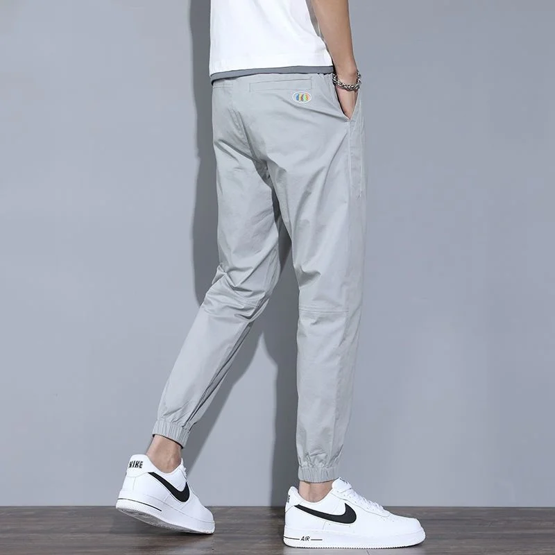 Comfortable Simplicity Casual Pants Loose Elastic Waist Lacing Spring Summer Drawstring Fashion Young Style Men\'s Clothing2023