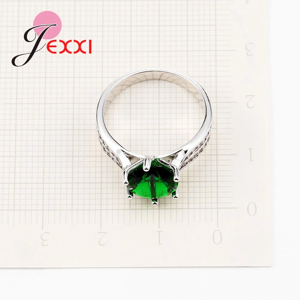 Silver 925 Rings Jewellery Stylish Designs Setting Shiny Green Cubic Zirconia With White AAA Zircons Women Wedding Rings