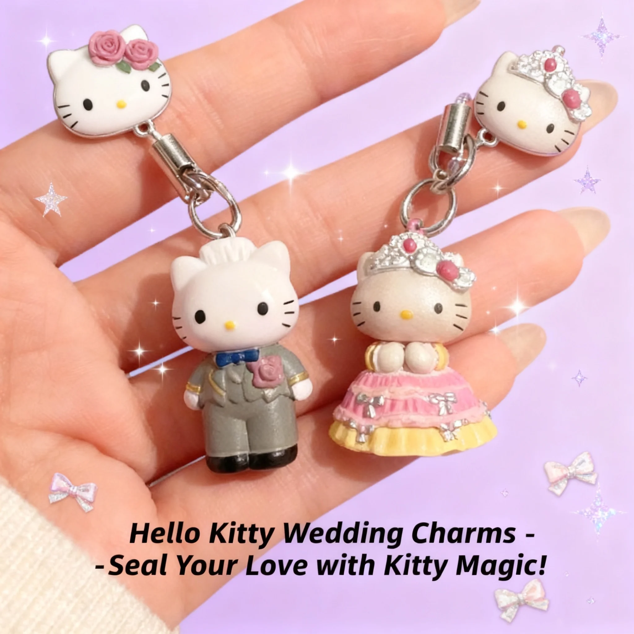 

Cute Sanrio Hello Kitty 3D Pendant Kawaii Anime Keychain Phone Charms Hanging Ornament Wedding Gift for Girls Women Companion