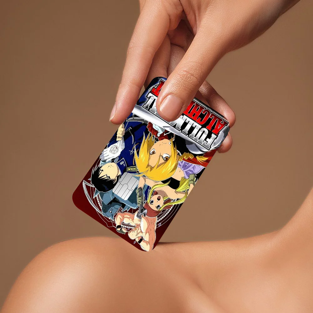 أنيمي F-Fullmetal A-الخيميائي بطاقة الائتمان ملصقات الجلد لا بقايا لاصقة مقاومة للماء لبطاقة الائتمان VISA بطاقة الوصول إلى مترو الأنفاق