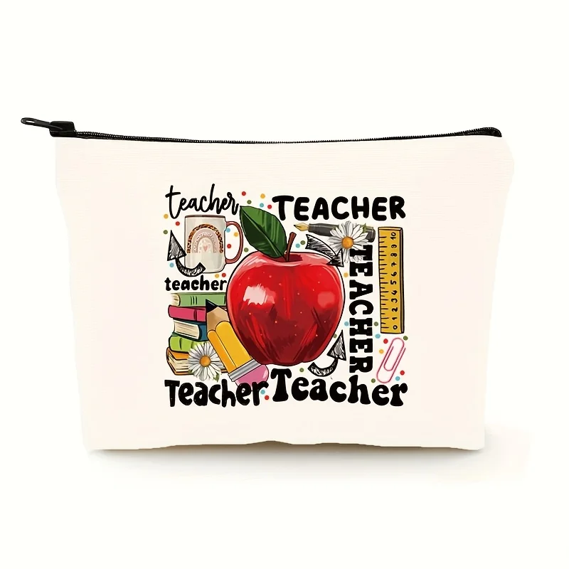 Sac de maquillage de voyage à bandoulière, trousse à crayons imprimée, sac de rangement portable pour femme, sac à main cadeau de remerciement en gros pour enseignant