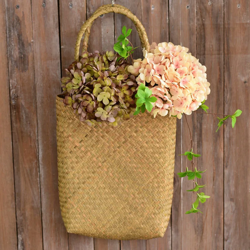 Basket Straw Tote Bags for Women Rattan Handmade Beach Handbags Ladies Bamboo Woven Holiday Shoulder Hand Bag