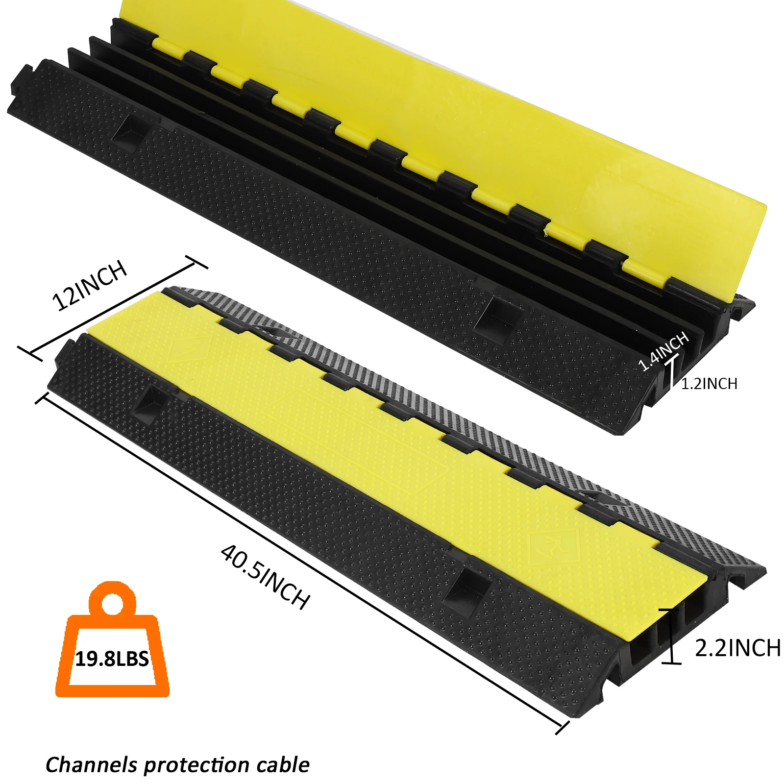 3 Channel Rubber Cable Protector Ramps,28000 lbs Capacity Heavy Duty Speed Bump Driveway Outdoor Hose Cable Ramp Protective Cove