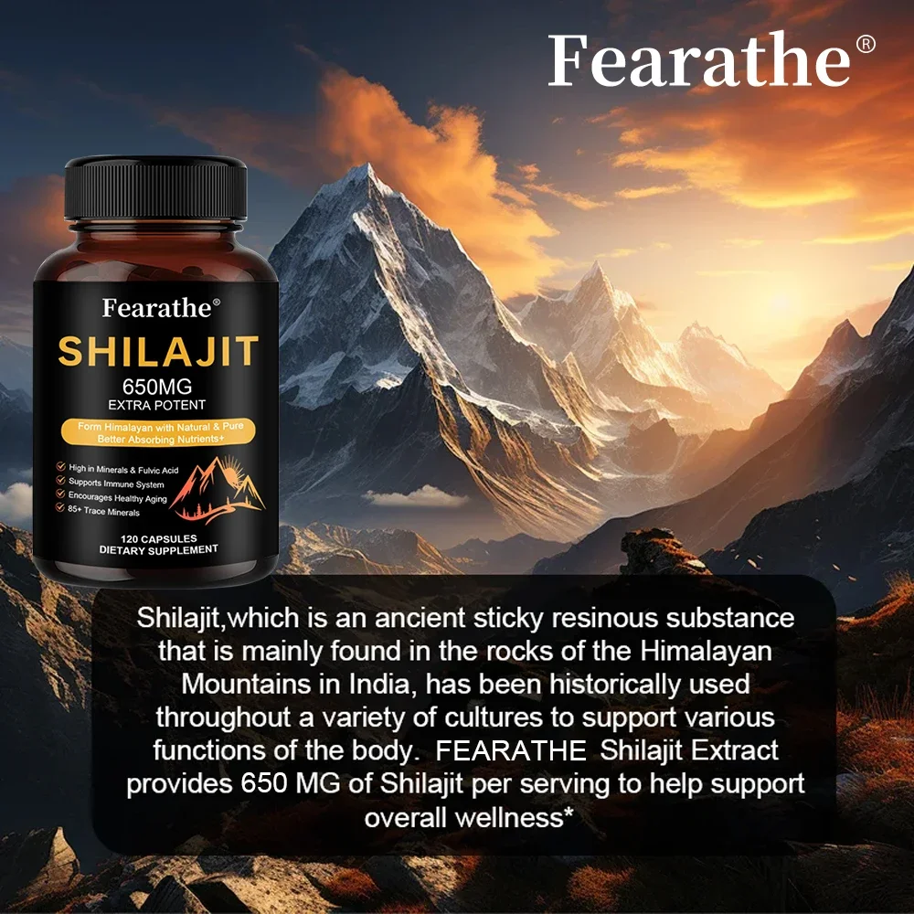 Fearathe Shilajit Supplement, Anti-fatigue Energy Support, Aids Athletic Performance, Endurance, and Recovery