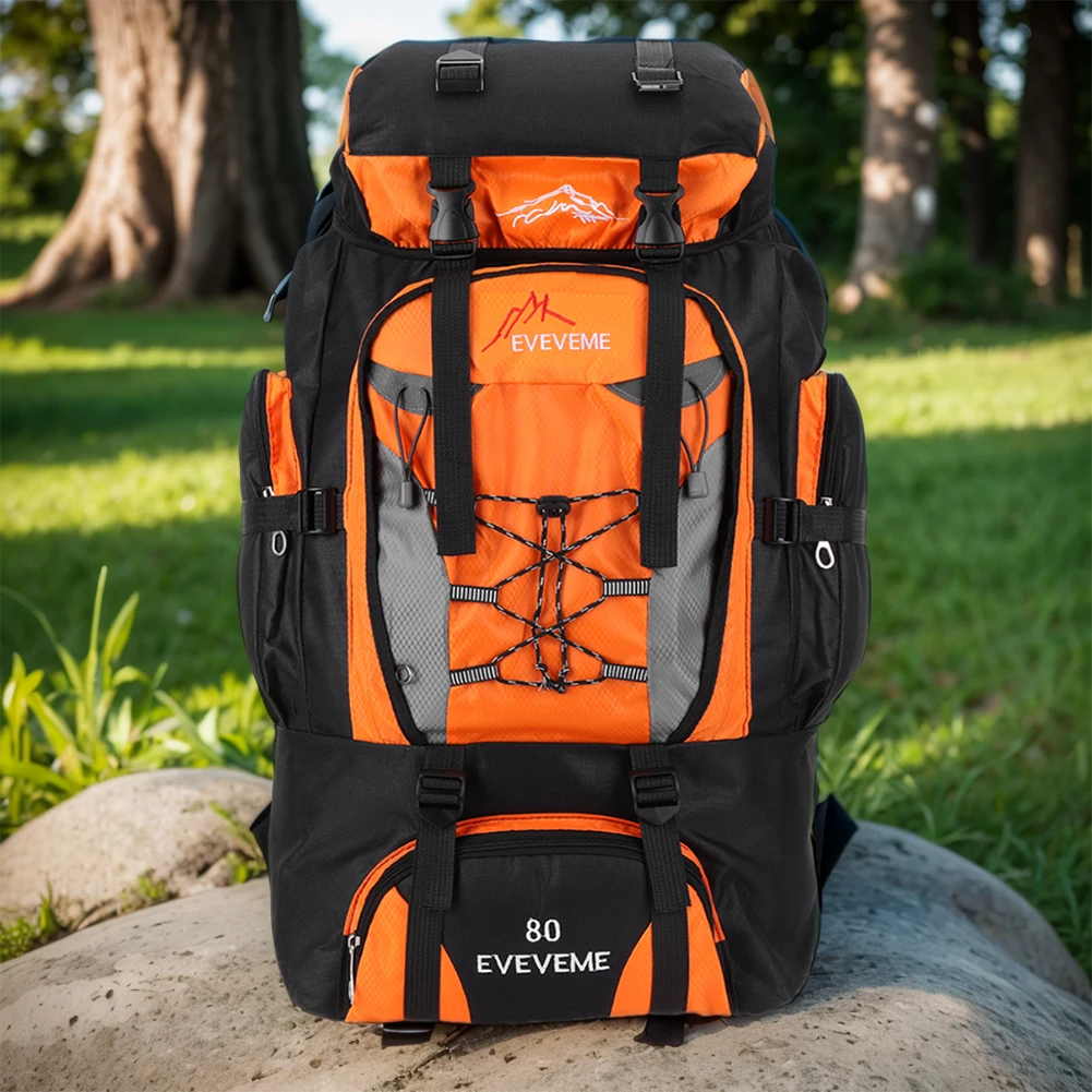 80L Mountaineering Backpack Large Capacity Trekking Backpack Adjustable Strap Mountain Climbing Rucksack for Outdoor Sports