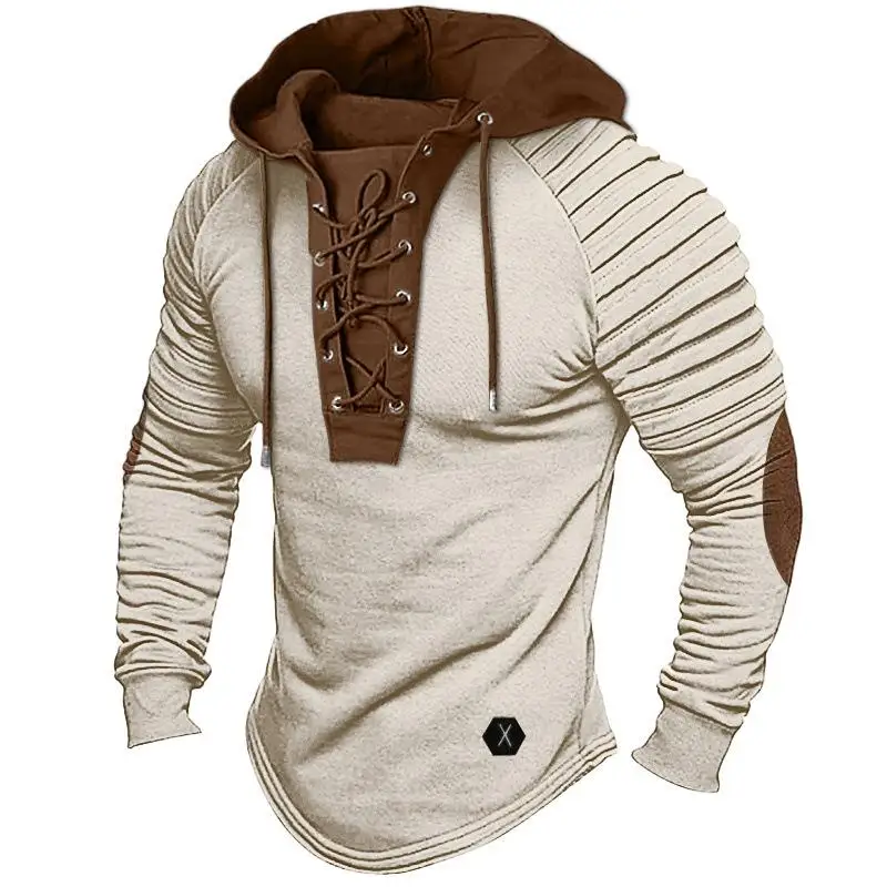 

Men's Hoodie T-irt Top Hooded Long Sve Lace up Polyester Breathable Ordinary Thin Spring Summer Autumn Pure Color