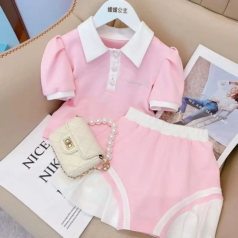 Kids Clothes Set Cotton Outfit Baby Girl Clothes Set  Tops T-Shirt +Skirt 2Pcs 2023 New Summer 2 3 4 5 6 7 8 T