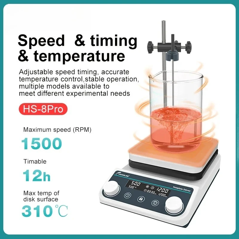 JOANLAB 5L 磁気攪拌器 ホットプレート デジタルディスプレイ 加熱恒温磁気ミキサー 実験室用 1500rpm