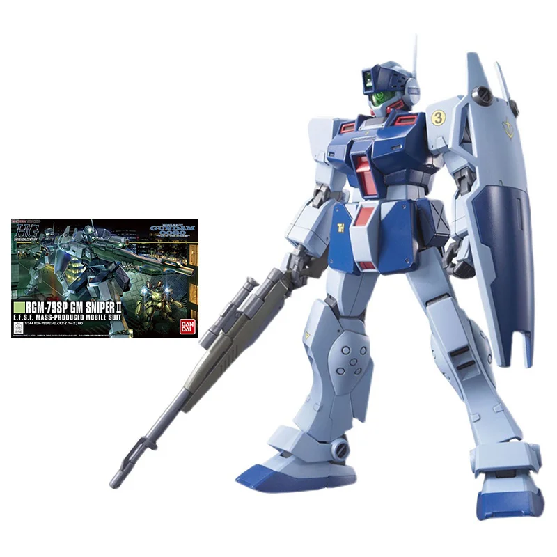 

Bandai Gundam Model Kit Anime Figure HGUC 1/144 RGM-79SP GM Sniper 2 Genuine Gunpla Model Action Toy Figure Toys for Children