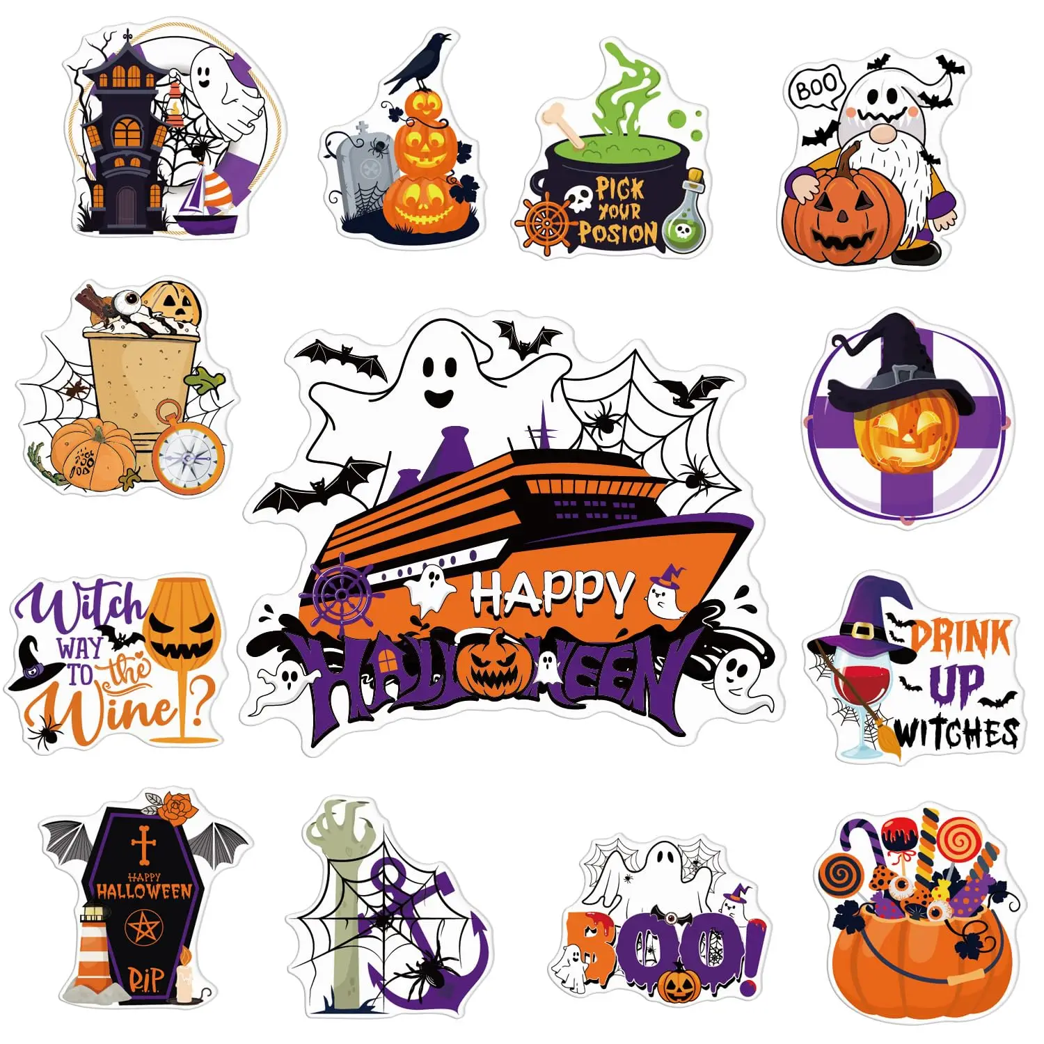 

Halloween Cruise Door Decorations Magnetic - Cosmisun 13PCS Happy Halloween Cruise Door Magnets Ghost Pumpkin Witch Bats