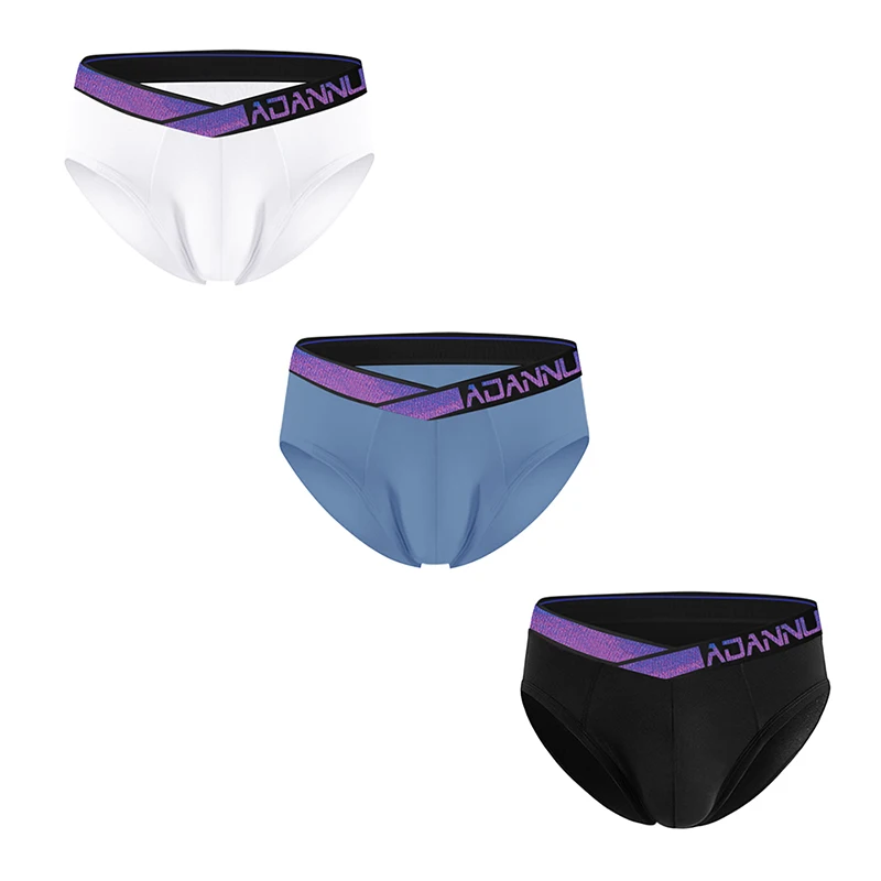 

3 Pack ADANNU New Mens Underwear Fashion Modal Gradient Waistband Briefs Sexy Men Sport Boxers Under Wear Underpants for Men