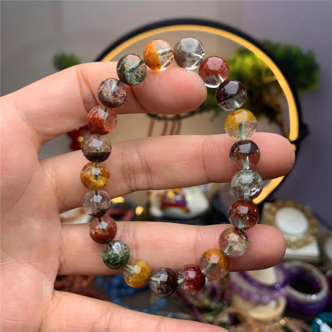 

Natural Colorful Ghost Phantom Quartz Bracelet Jewelry For Women Lady Men Gift Healing Crystal Clear Beads Strands AAAAA 8-13mm