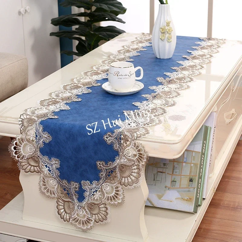 Table Runner Waterproof Oilproof Tea Table Flag For Table Cloth Oval Embroidered Europe Tablecloth Lace Dresser Dust Home Decor