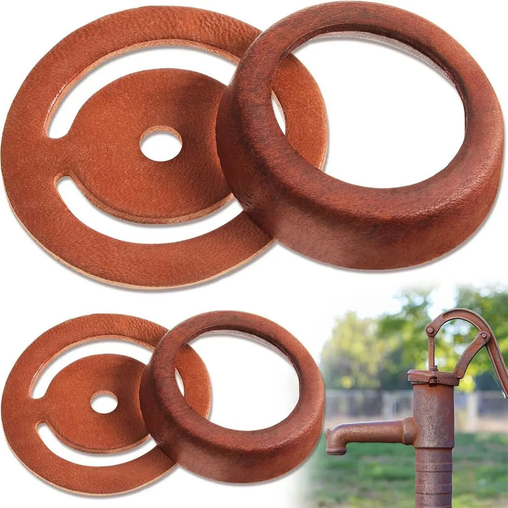 2 Sets Antique Well Hand Pitcher Pump Manual Hand Water Pump Leather Repair- Kit Lower Valve Leather & Cup Leather For Outdoor