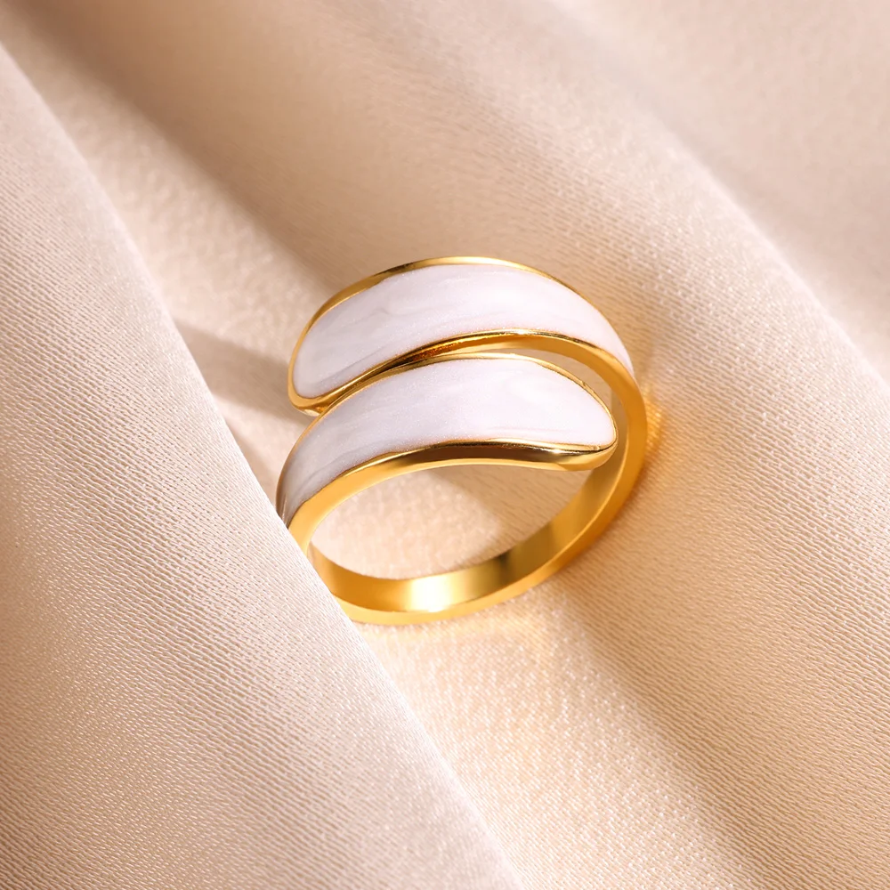 Stainless Steel Double Oil Drip Rings for Women Gold Color Luxury Irregular Adjustable Finger Ring Gift Wholesalers