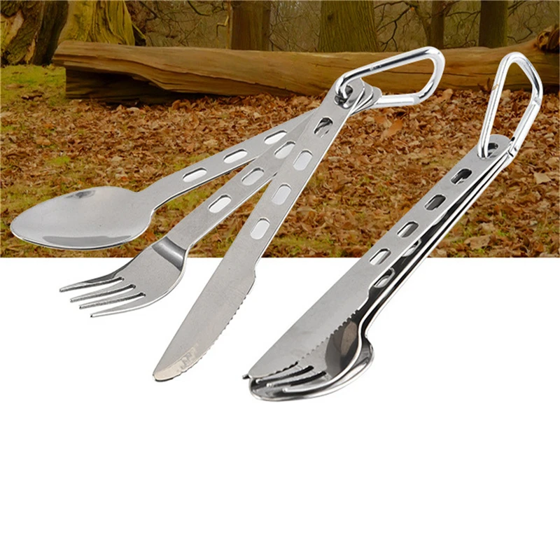 3Pcs/Set Stainless steel Cutlery Set Ultra Lightweight Knife Fork Spoon for Home Use Travel Camping Picnic Cutlery Set