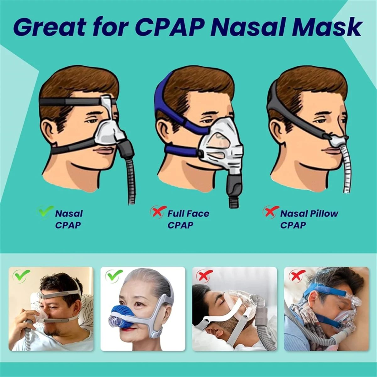 ABTX 6 عبوات من بطانات قناع الأنف CPAP القابلة لإعادة الاستخدام لـ N20، أغطية قناع C Pap مع نسيج مسامي #4