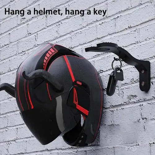 Imagen 2 del producto Gancho de engranaje para cabeza de motocicleta, soporte para casco, gancho para casco, montaje en pared, colgador de sombrero para bicicleta de fútbol, soporte para gorras de motocicleta, estante de pared