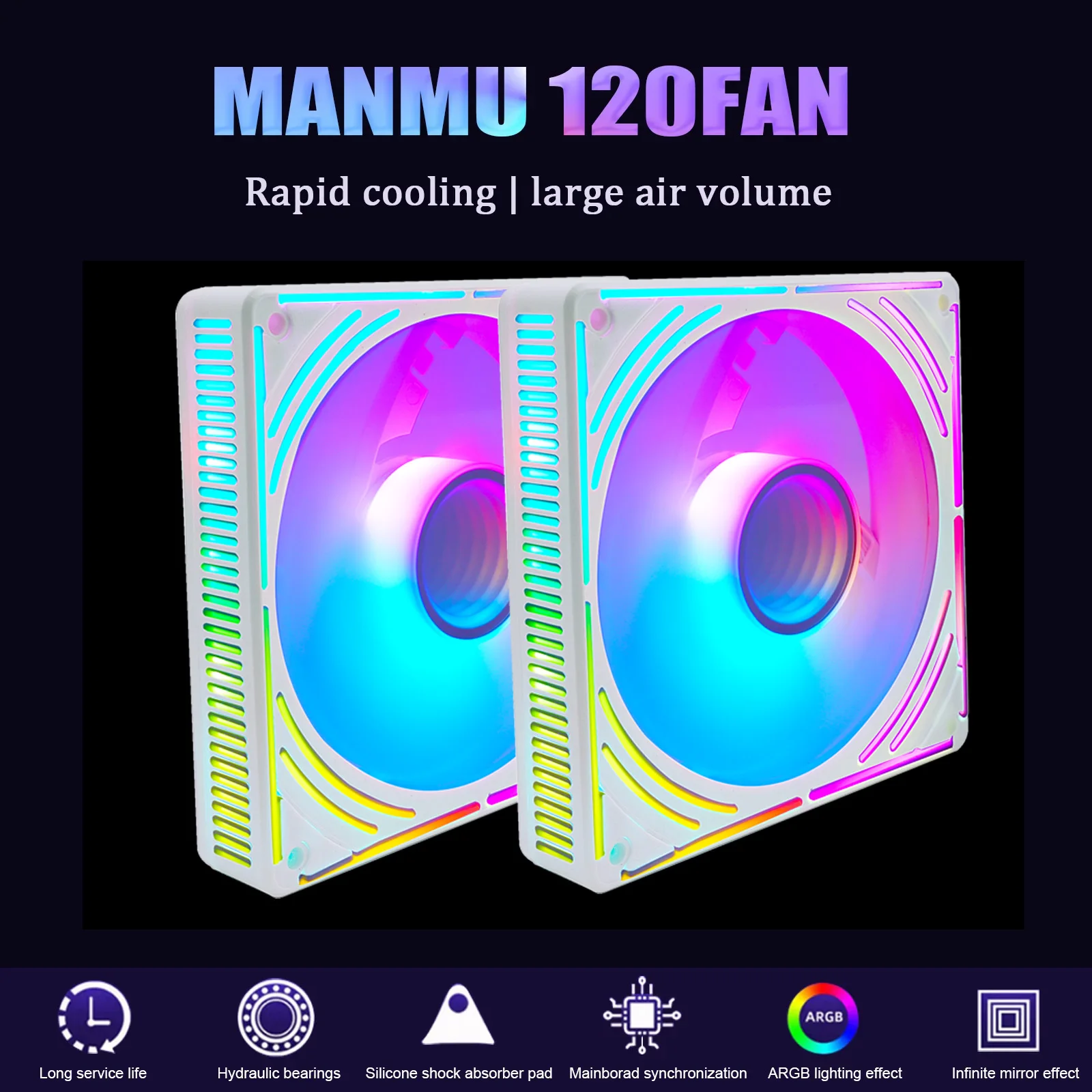 

MANMU New Design Gaming Pc Rgb Fans Argb Fan 120mm Quiet Computer PC Rgb Fan Cooling