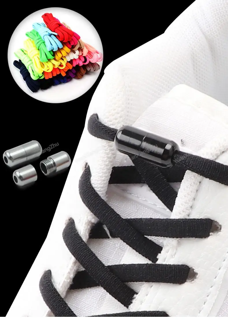 Elastische Schnürsenkel ohne Binden, halbkreisförmige Schnürsenkel für Kinder- und Erwachsenen-Sneaker, Schnürsenkel mit Metallverschluss, Schnellverschluss-Schnürsenkel, Schuhbänder. – Detail 1