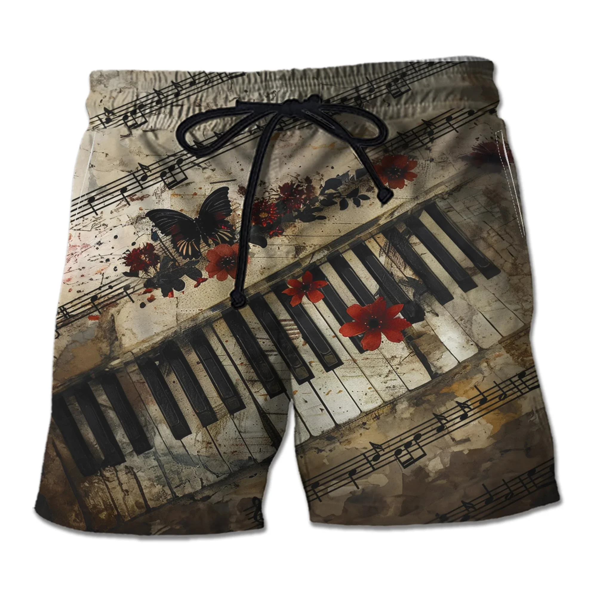 2024 Fashion Piano Graphic Short Pants For Men Clothes Music Instrument Kids Bermudas Casual Musical Note Bermudas Boardshorts