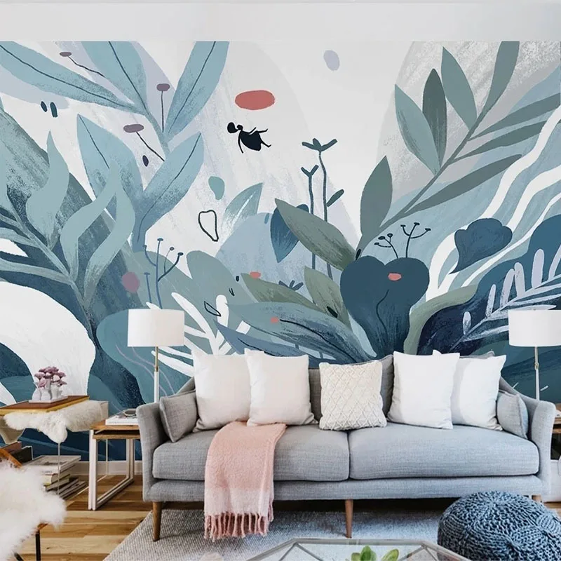 Custom Mural Wallpaper 3D Hand-painted Plants Modern Living Room TV Background Wall Decor Creative Art Home Papel De Parede 3 D