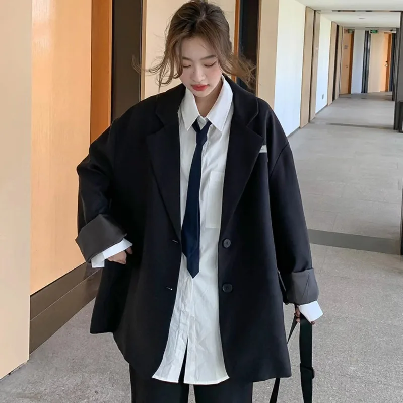 2025 Spring Autumn Women New Single Breasted High Quality Casual Blazer Slimming Cheap Loose Fit Preppy Style Versatile Jacket