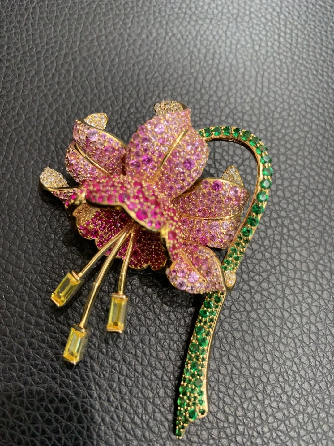 

exquisite pink flower brooch 925 sterling silver with cubic zircon dress accessories fine women jewelry MIYI