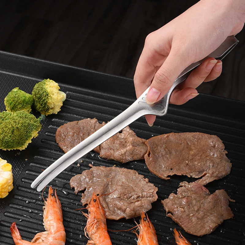 304 Stainless Steel Grill Tongs Korean BBQ Tongs Kitchen Tweezers Long Barbecue Meat Food Tongs Steak Clips Kitchen Accessories