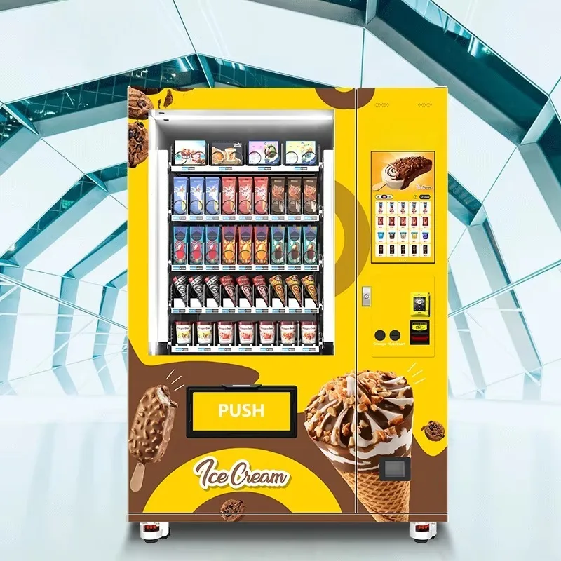 Custom Frozen Food Vending Machine Cooling System for Dumpling Ice Cream Meat Milk Bill Coin Credit Card QR Code Payment