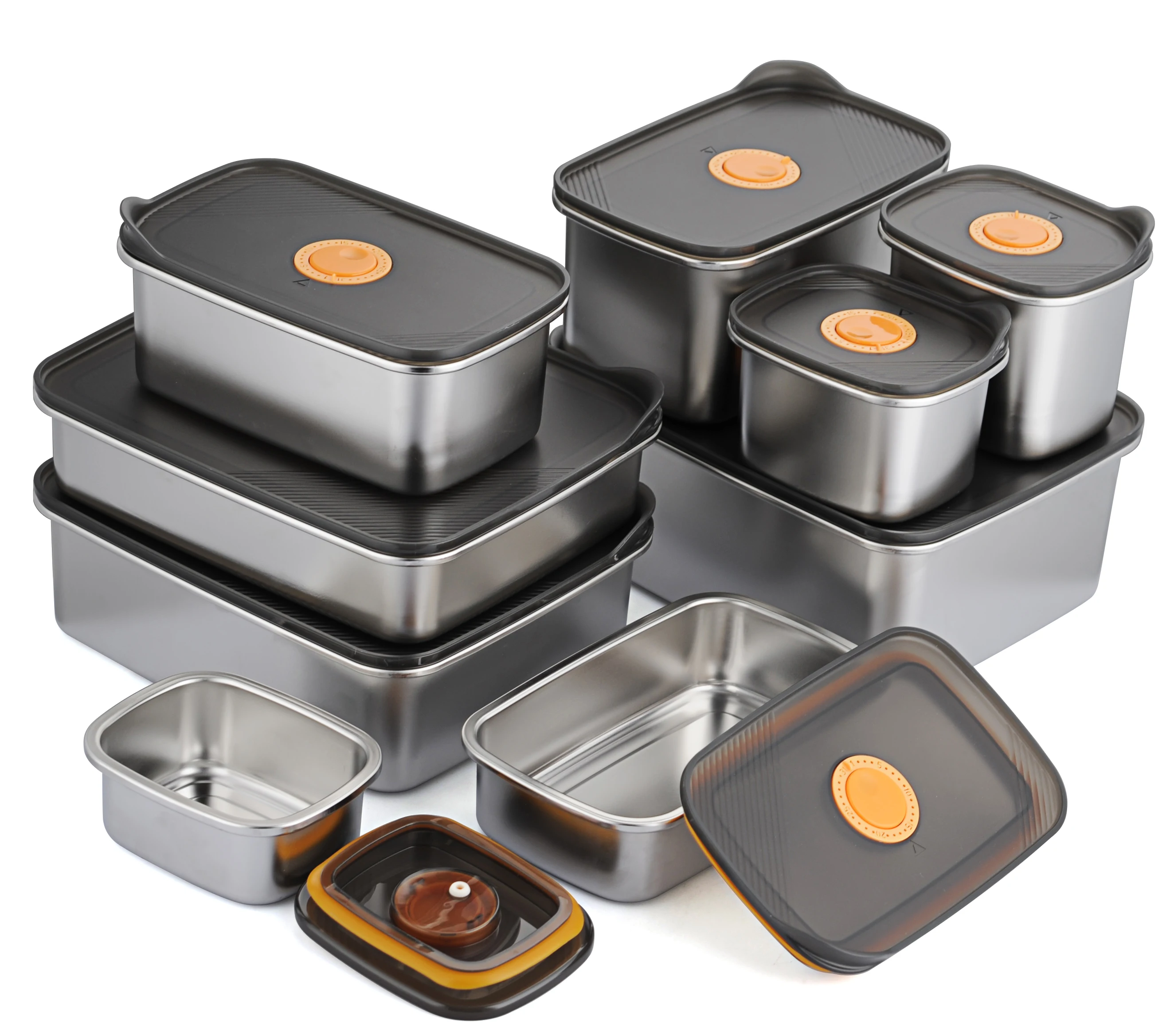 Food Grade Quick Freezing Multi-purpose Stainless Steel Household Lunch  Box 9pcs Meal Prep Airtight Metal Food Container Set