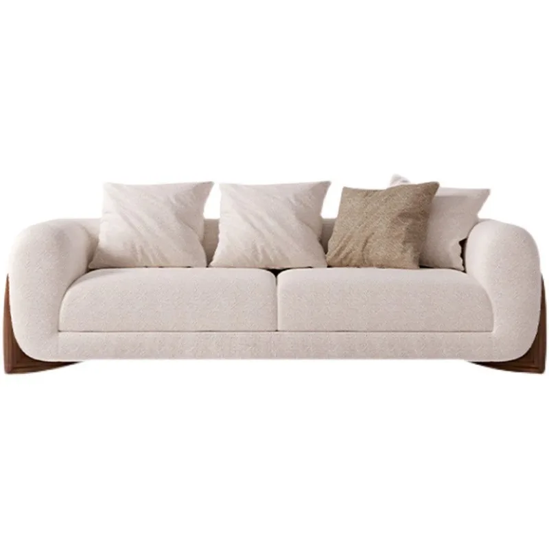 

Italian wabi-sabi style sofa minimalist cream style lambswool living room small apartment designer fabric sofa combination