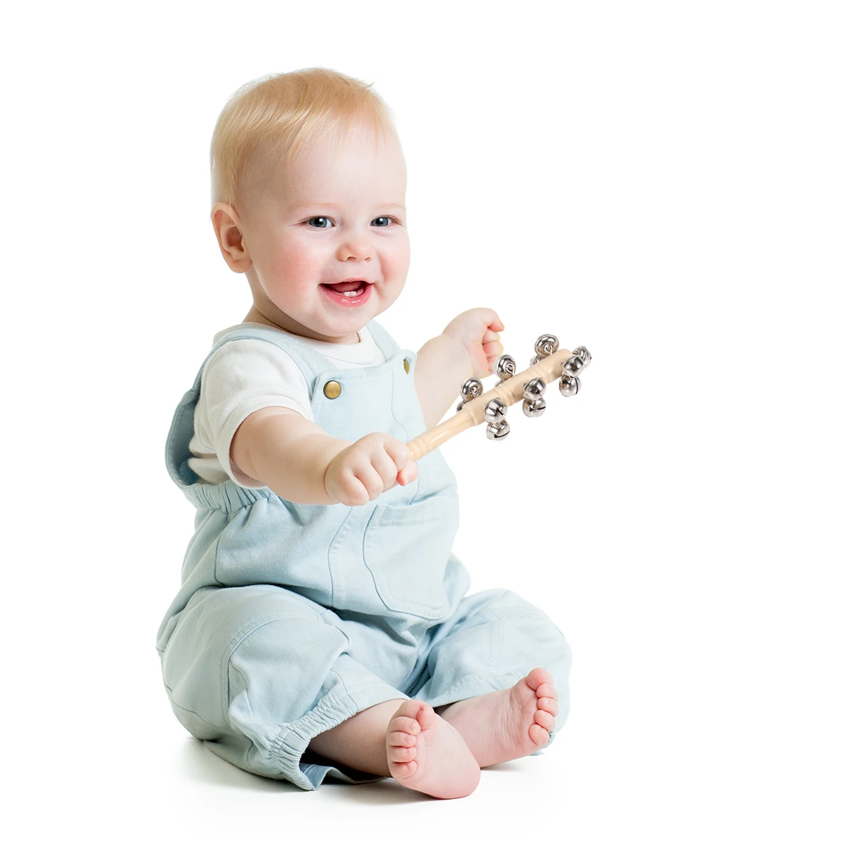 

Lightweight Wooden Bar Handheld Bell Infants Shake Toys Safe Teething Educational Gift