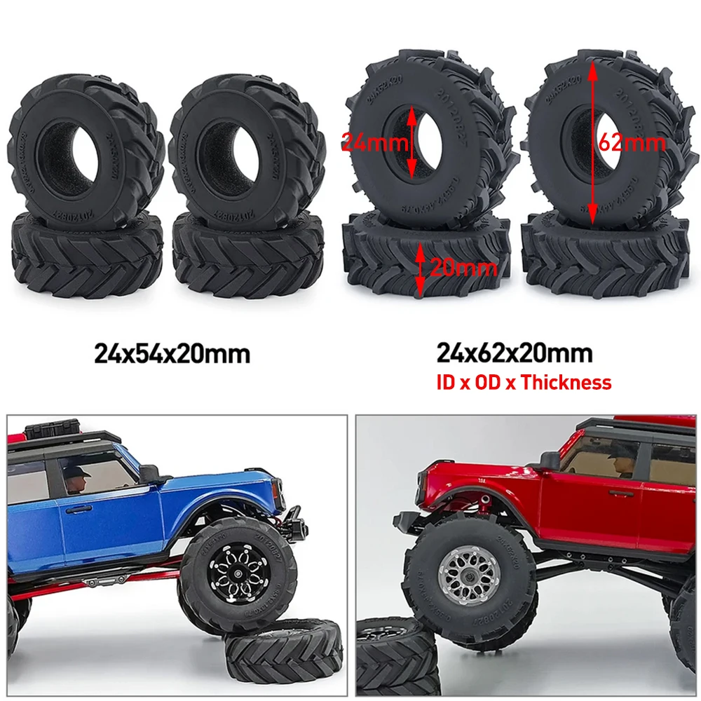 AXSPEED Micro Crawler Pneus De Borracha Do Carro, Lama Terrain Roda Pneus para 1/24 Axial SCX24, 1/18 TRX4M, Bronco Defender Parts, 1.0 ", 4Pcs