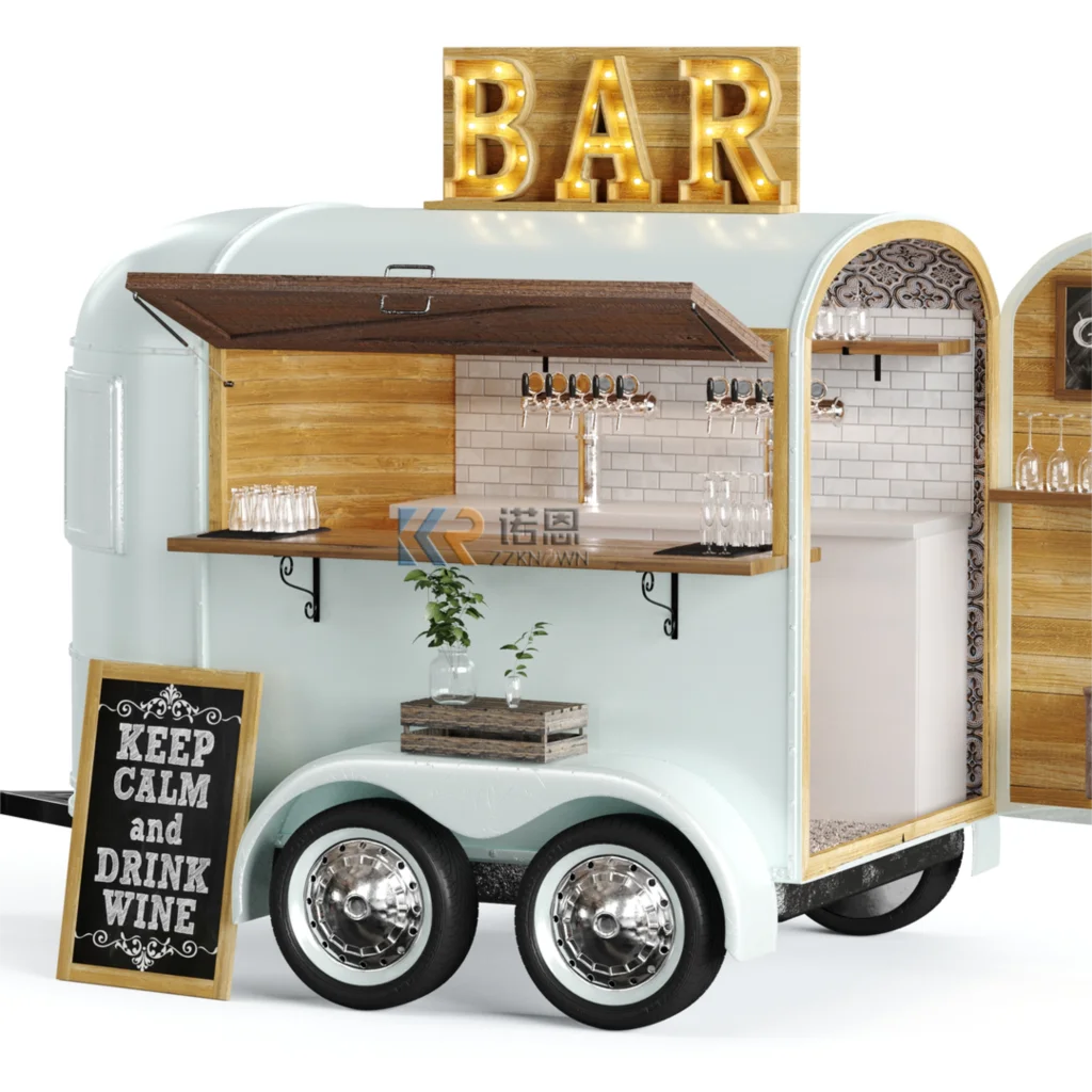 Concession Coffee Kiosk Towable Horse Box Food Trailer Pizza Taco BBQ Hot Dog Ice Cream Cart Mobile Food Truck with Full Kitchen