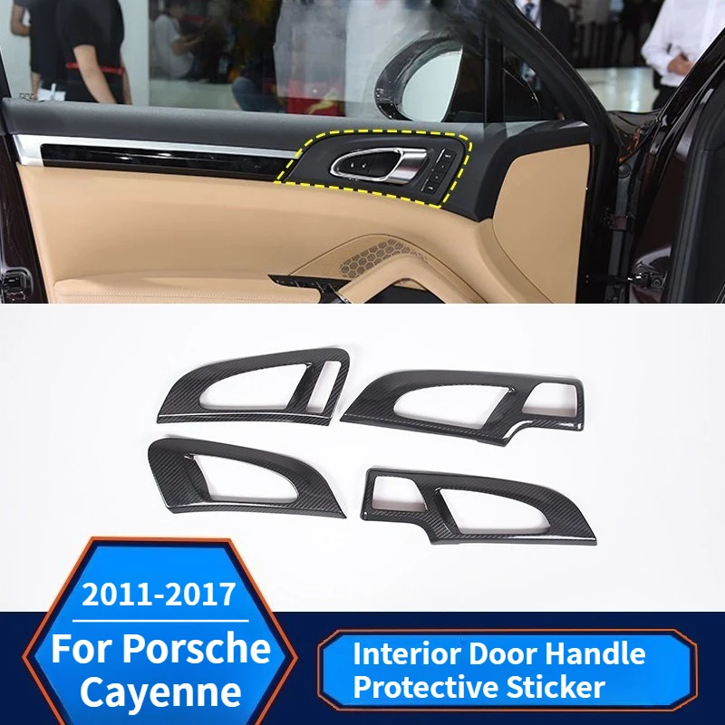 

For Porsche Cayenne Real Carbon Fiber 11-17 Interior Decoration Door Handle Trim Cover Panel Mouldings Modification Accessories