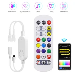 DC5V/12V/24V Tuya APP Wifi RGBIC LED Controller współpracuje z Alexa/Google Home dla WS2811/WS2812B 5050 3-pinowy RGBIC LED Strip Light