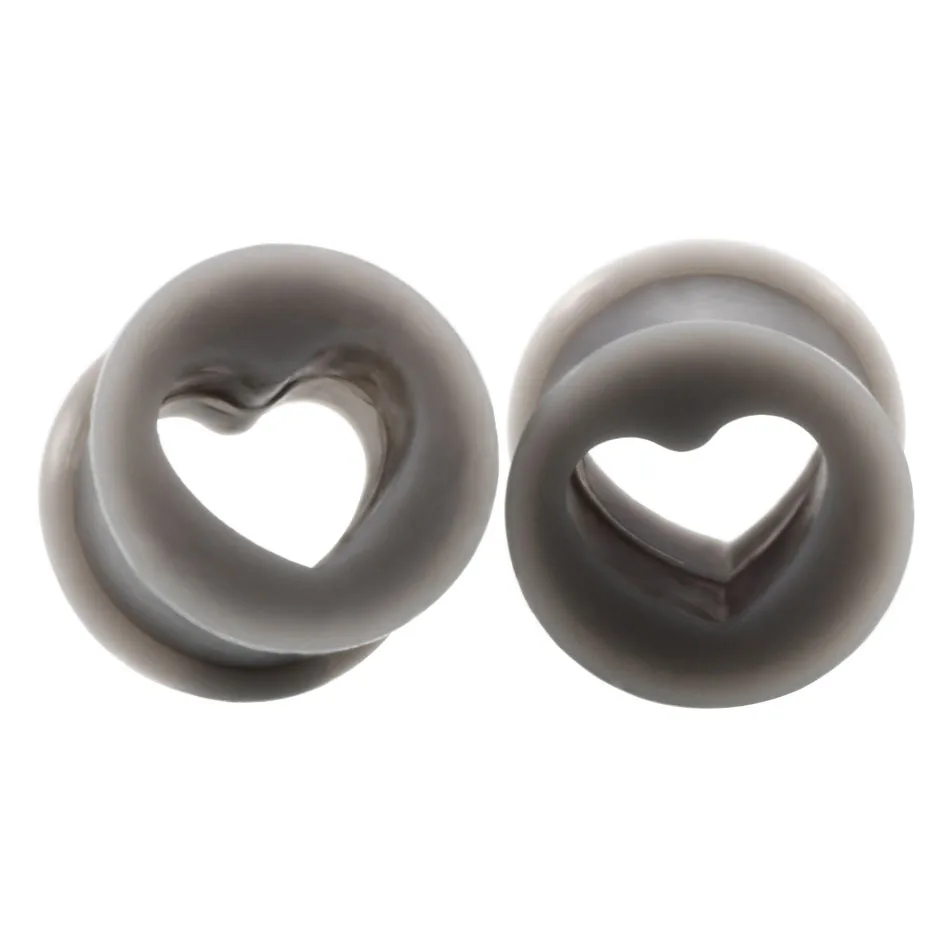 2Pcs Silicone Ear Plugs And Tunnels 4-25mm Hollow Heart Ear Gauges Expander Stretcher for Earrings Piercing Body Jewelry