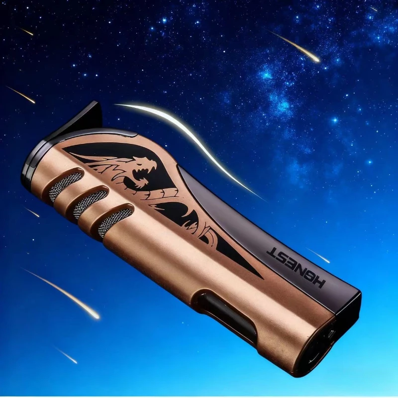 Straight Blue Flame Strip Torch Jet Dragon Lighter Windproof Gas Metal Inflatable Butane Cigarette Cigar Lighter Men's Gadget.