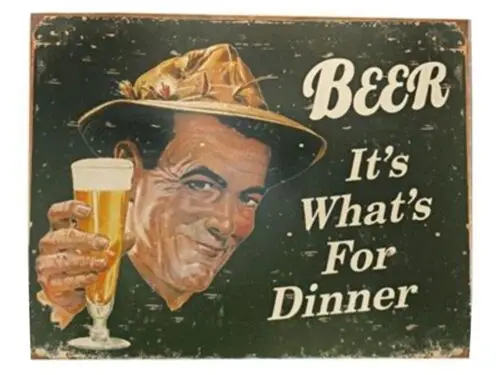 Beer It's What's For Dinner metal sign Man Cave She Shed Home Pub Bar 20x14cm