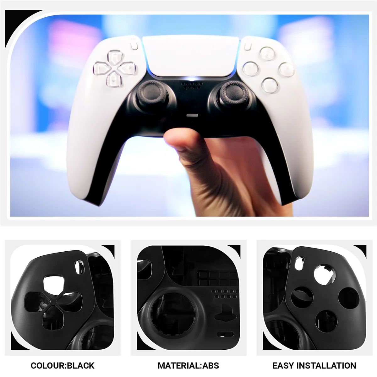 N89R ส่วนซ่อมสําหรับ PS5 BDM-010 Controller Shell Game Controller Shell พร้อมปุ่มสีดํา